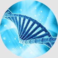 Close up of DNA strand rendering, in blue